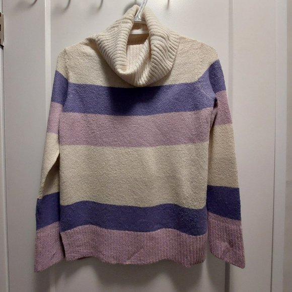 SUZY SHIER Cowl Neck Long Sleeves Color Block Pullover Sweater - Sz XS/TP - Picture 4 of 11